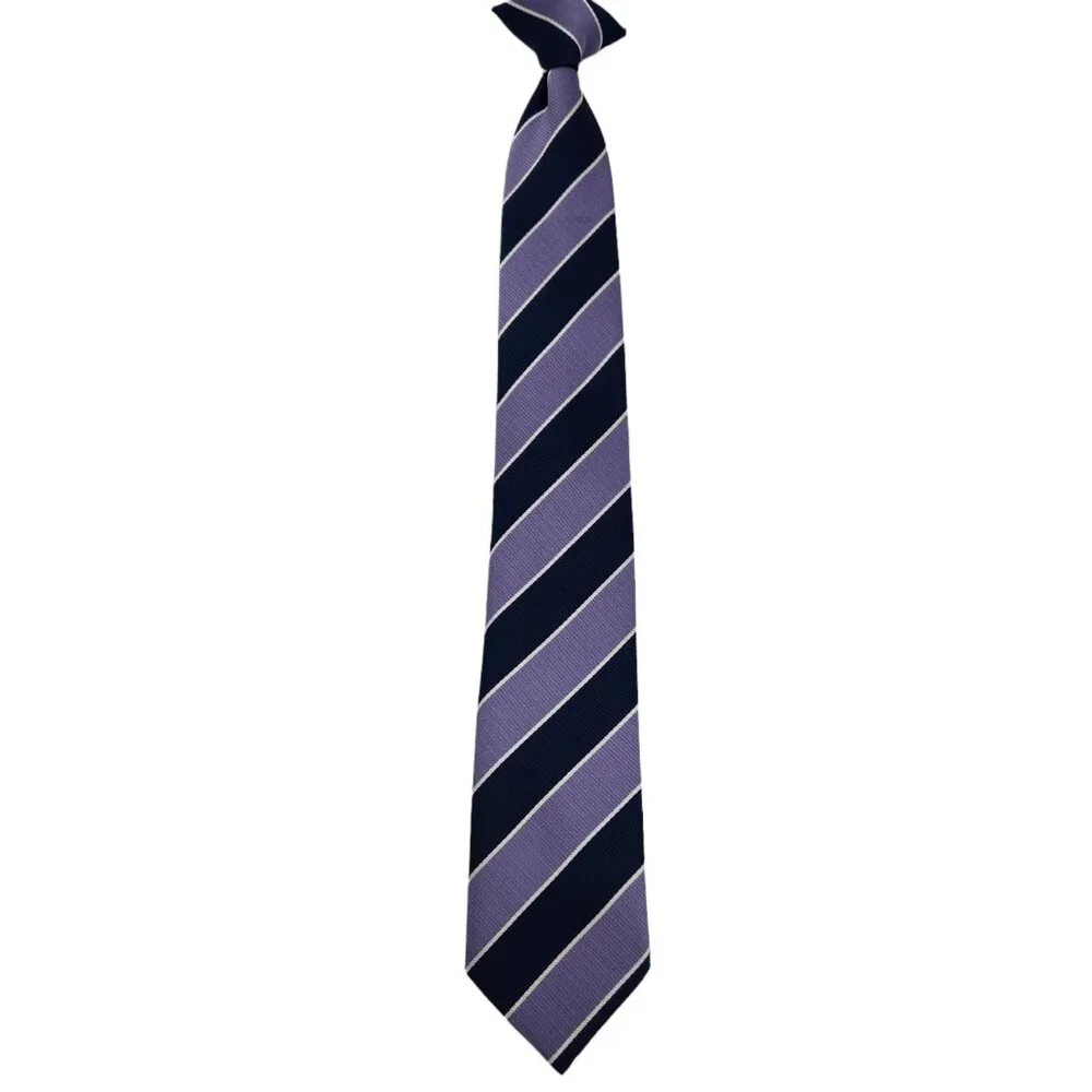 Boys Clip On Neck Tie Blue‎ Striped 17